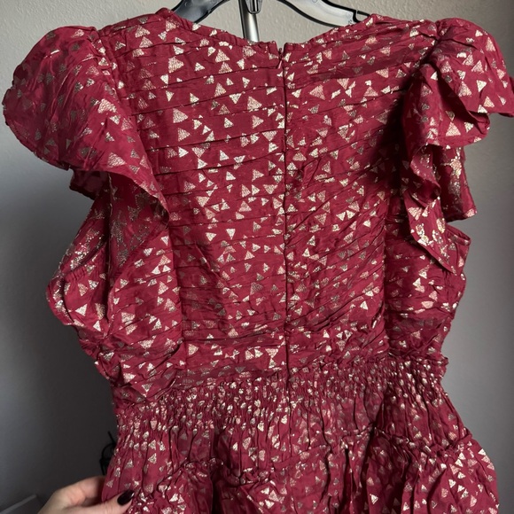 NWT By Anthropologie Short-Sleeve Ruffled Mini Dress Sz M - Picture 9 of 9